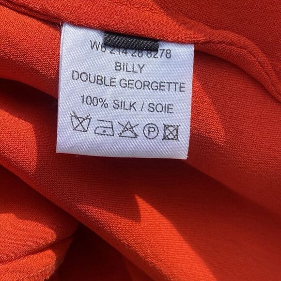 JOSEPH 100% Silk Georgette Dress Long Sleeve Ribbon Tie Button Front Sz 10 - Picture 6 of 6